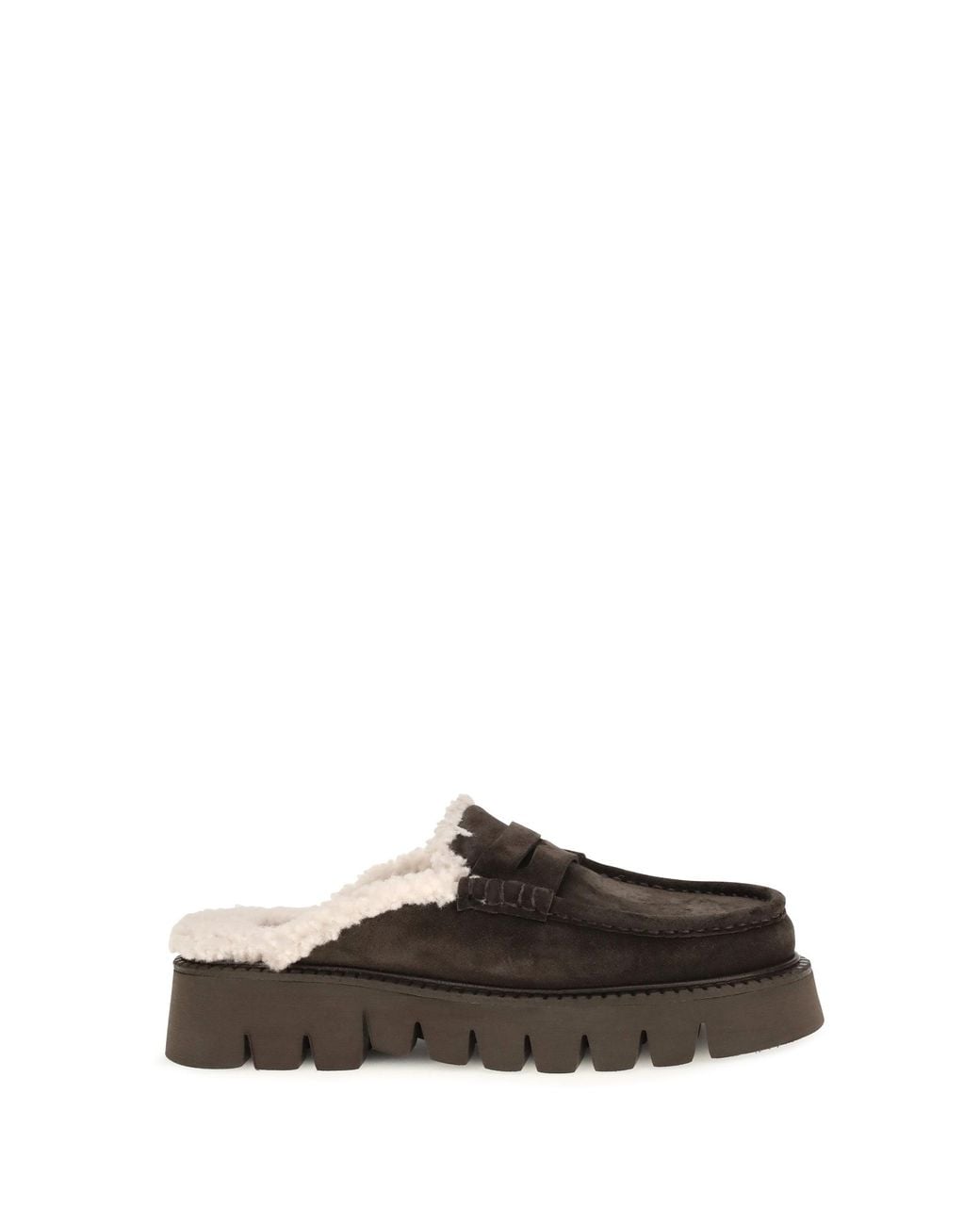 Pedro Garcia Brown Savy Shearling Mules Velour