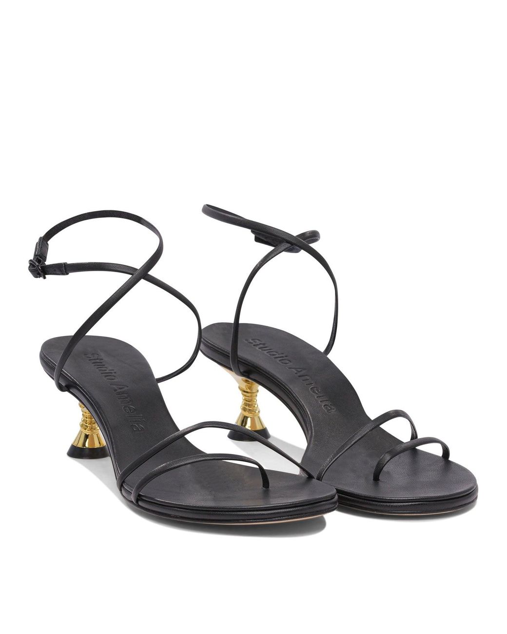 STUDIO AMELIA Black Leather Sandals