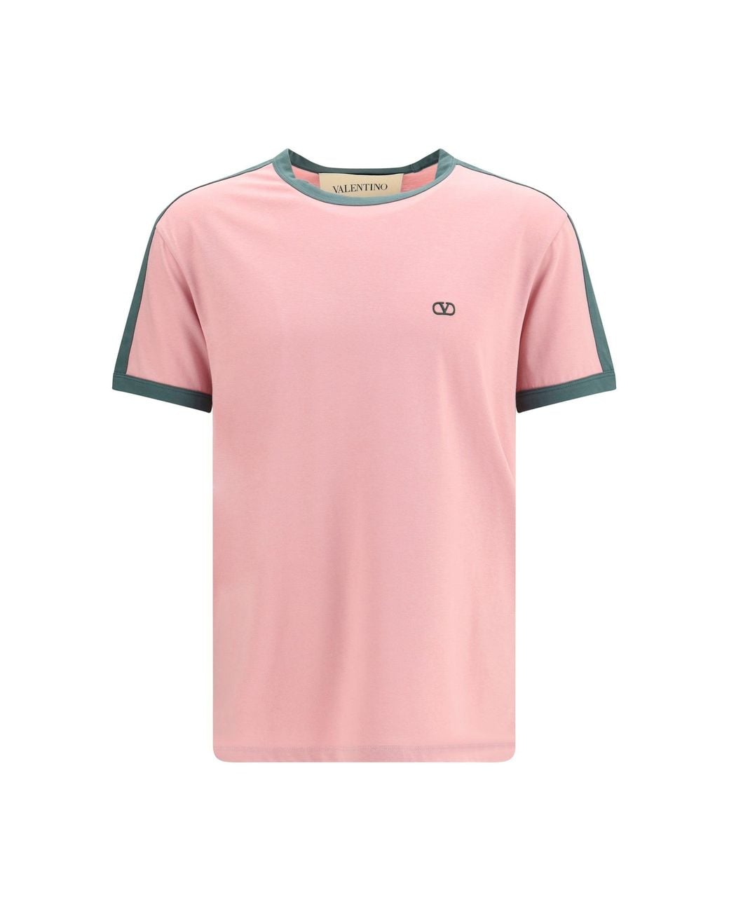 Valentino Pink Embroidered Logo Cotton-Jersey T-Shirt for men