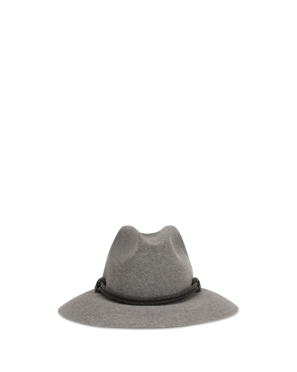 Brunello Cucinelli Gray Felt Fedora Hat Light