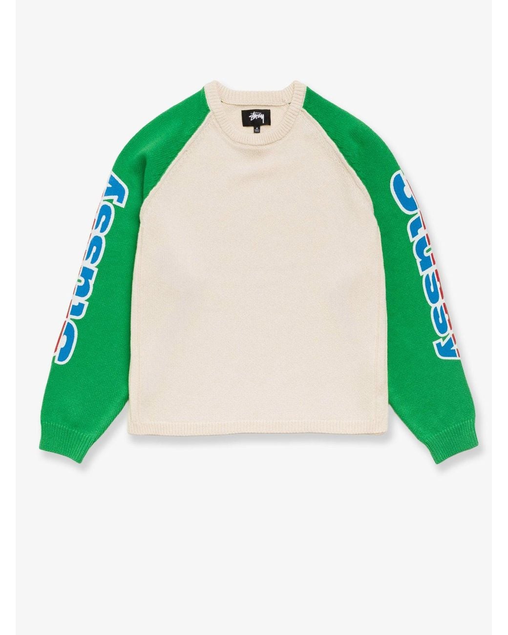 Stussy Green Two-Tone Raglan Sweater for men