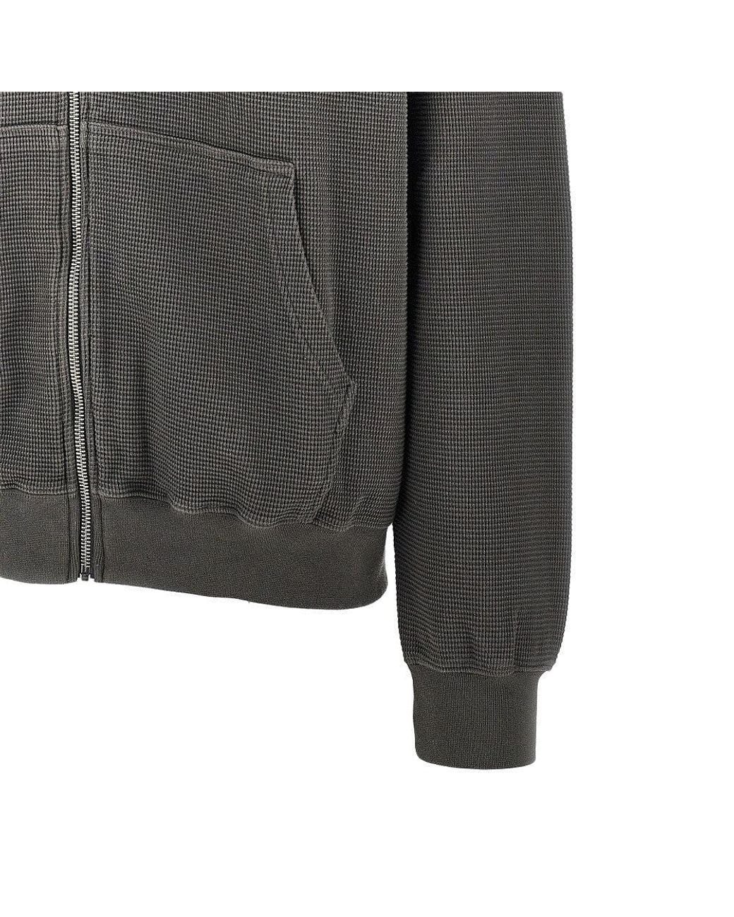 POLAR SKATE Gray Waffle Jersey Full-Zip Hoodie for men
