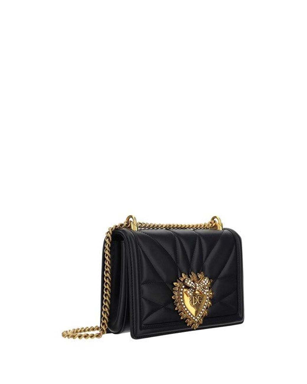 Dolce & Gabbana Black Dolce & Gabbana Medium Devotion Nappa Shoulder Bag