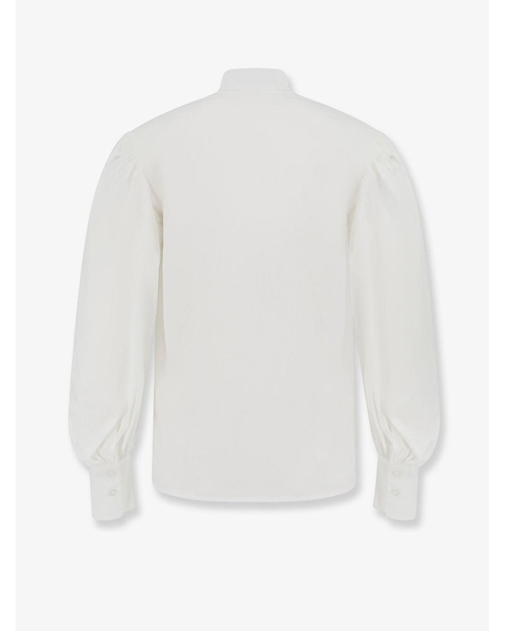 ACTUALEE White Cotton Blend Shirt With Padded Shoulders