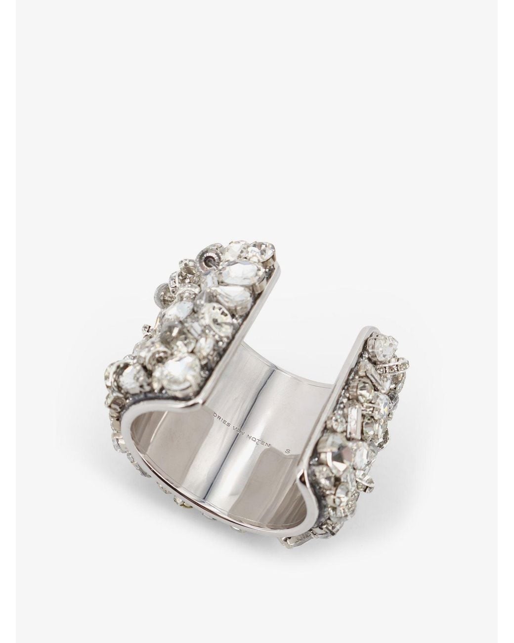Dries Van Noten White Brass Bracelet With Crystals