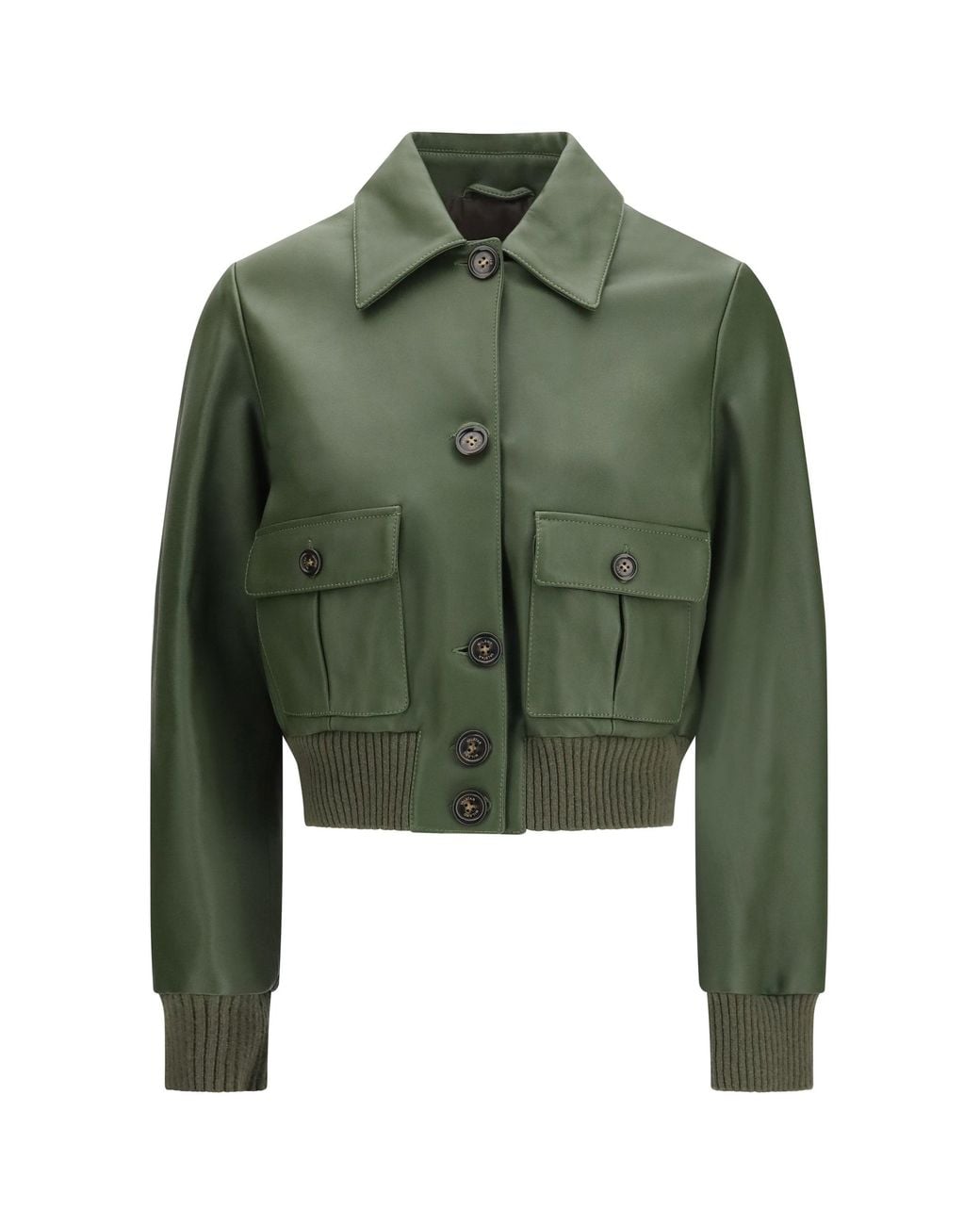 Valstar Green Cropped Nappa Ino Jacket Basil