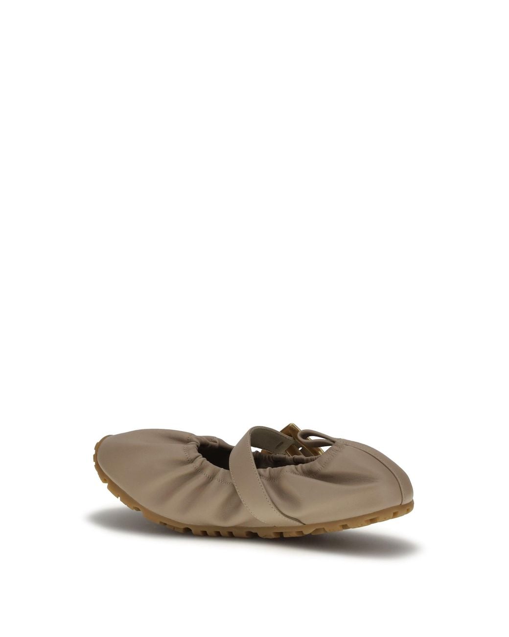 Balmain White Buckle Strap Ballerinas