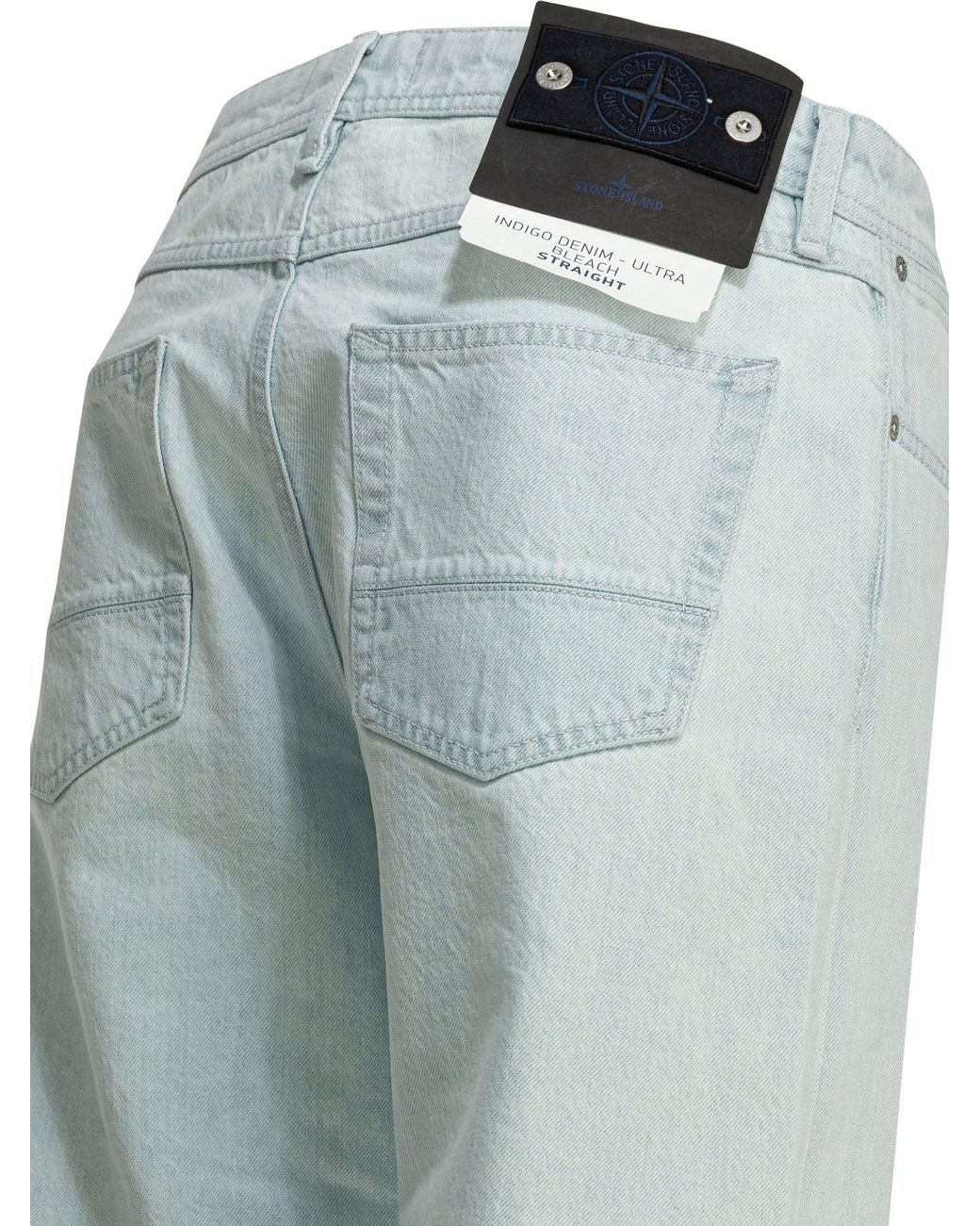 Stone Island Blue Straight Leg Jeans Light for men