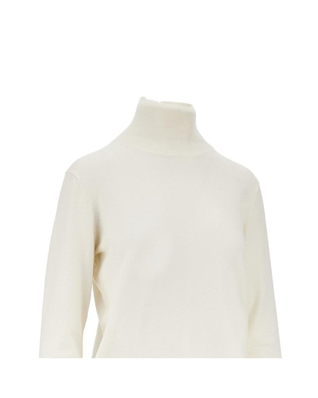 Weekend by Maxmara White Silk And Wool-Blend Knitted Turtleneck