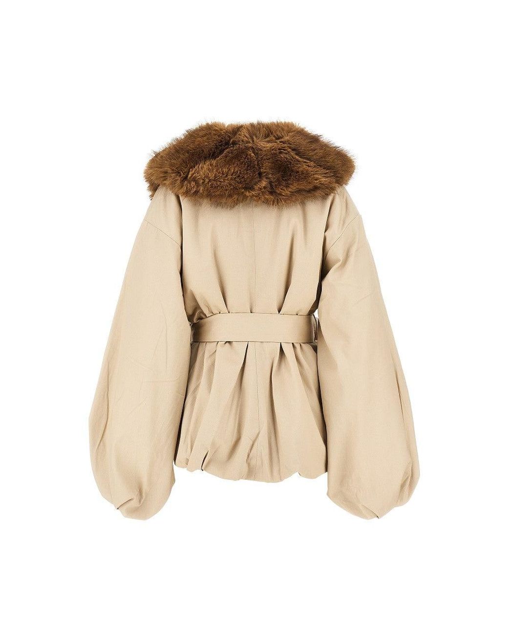 ROTATE BIRGER CHRISTENSEN Brown Faux Fur Collar Twill Jacket