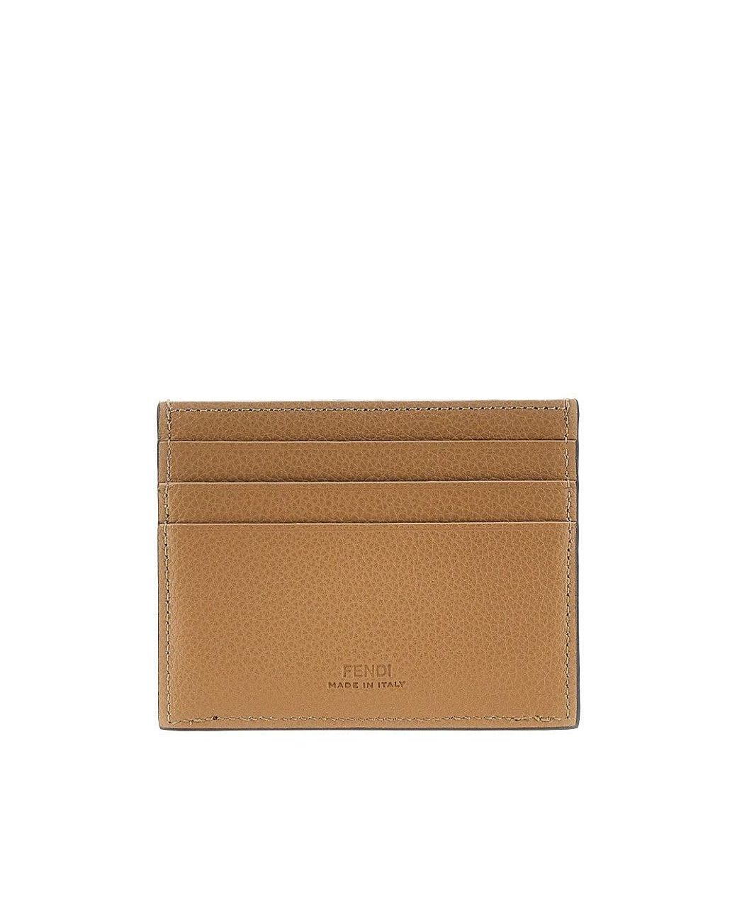 Fendi Orange Lui' Grained Leather Cardholder for men