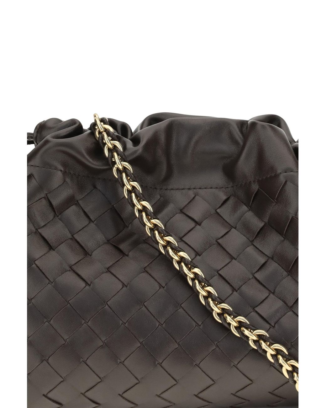 Bottega Veneta Gray Drawstring Pouch Leather