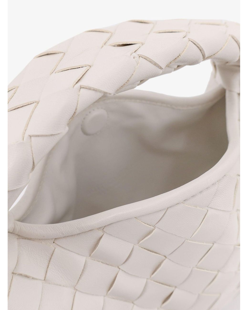 Bottega Veneta White Mini Hop Leather Crossbody Bag With Intrecciato Pattern