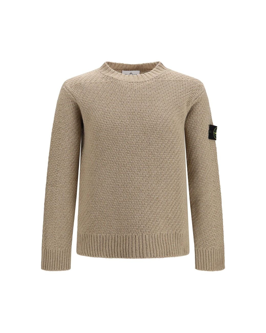 Stone Island Natural Loose Crewneck Sweater Biscuit Melange for men