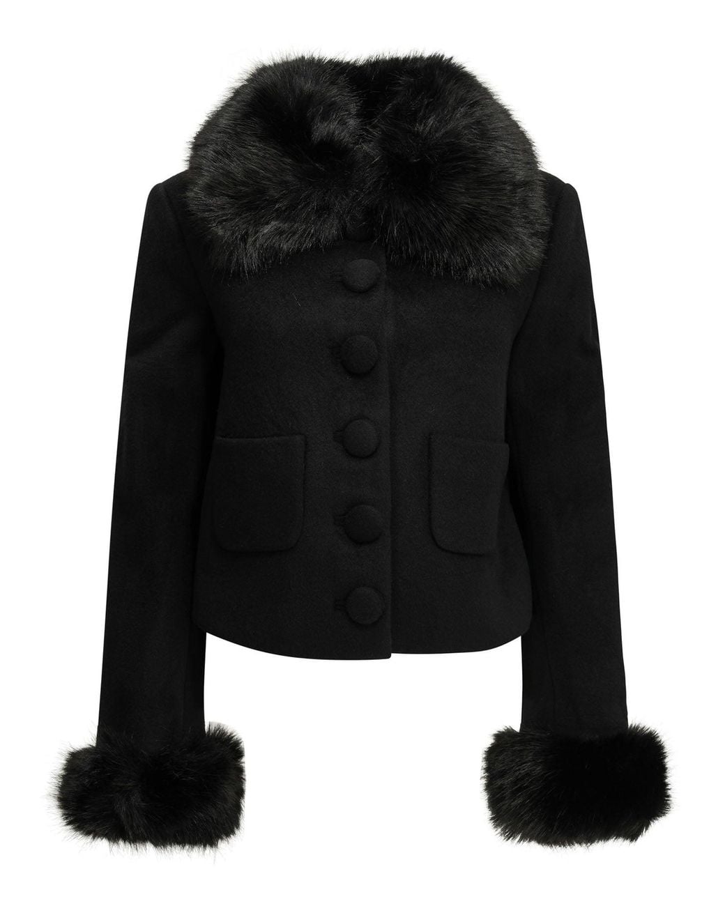 Self-Portrait Black Short Wool Coat