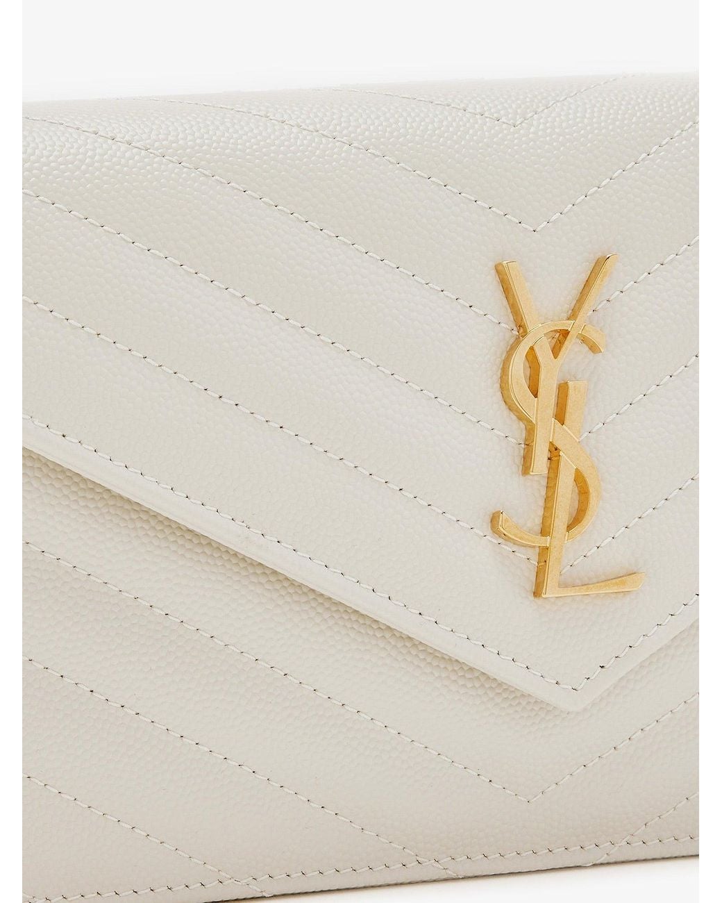 Saint Laurent White Envelope Leather Crossbody Bag
