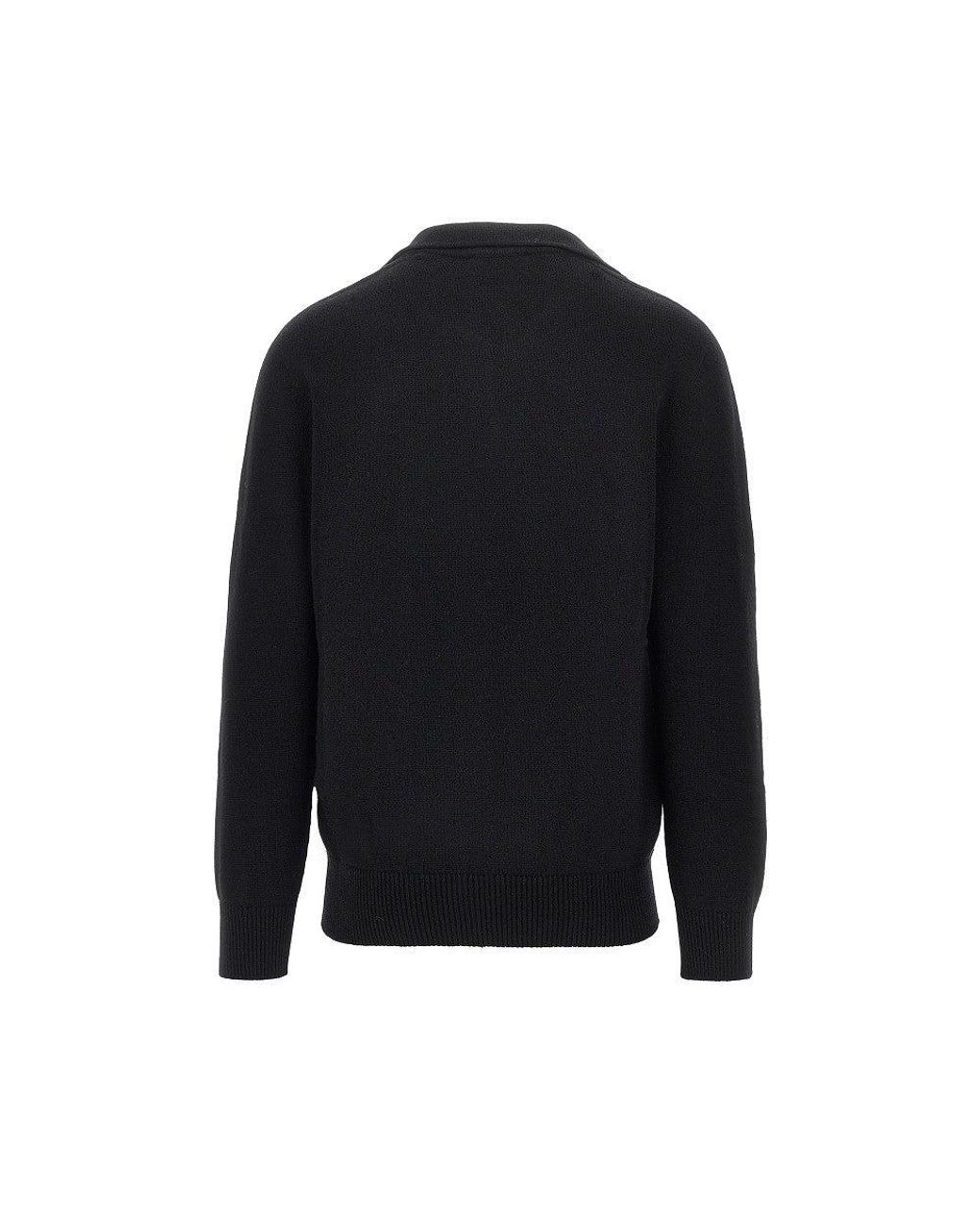 Laneus Black Merino Wool And Cashmere Polo Shirt for men