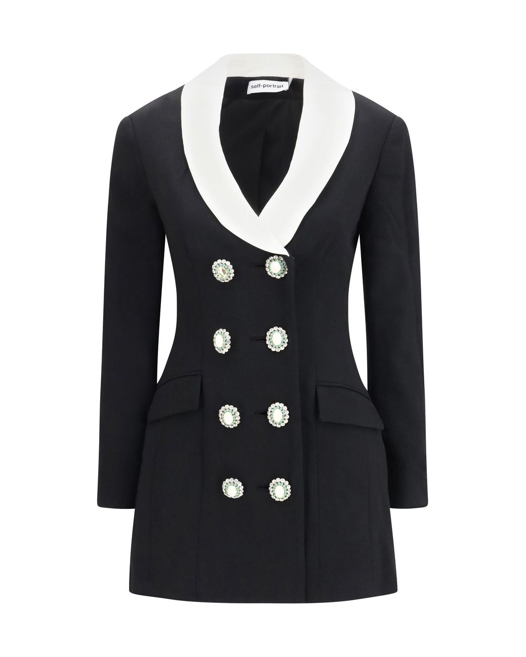 Self-Portrait Black Long Double-Breasted Blazer