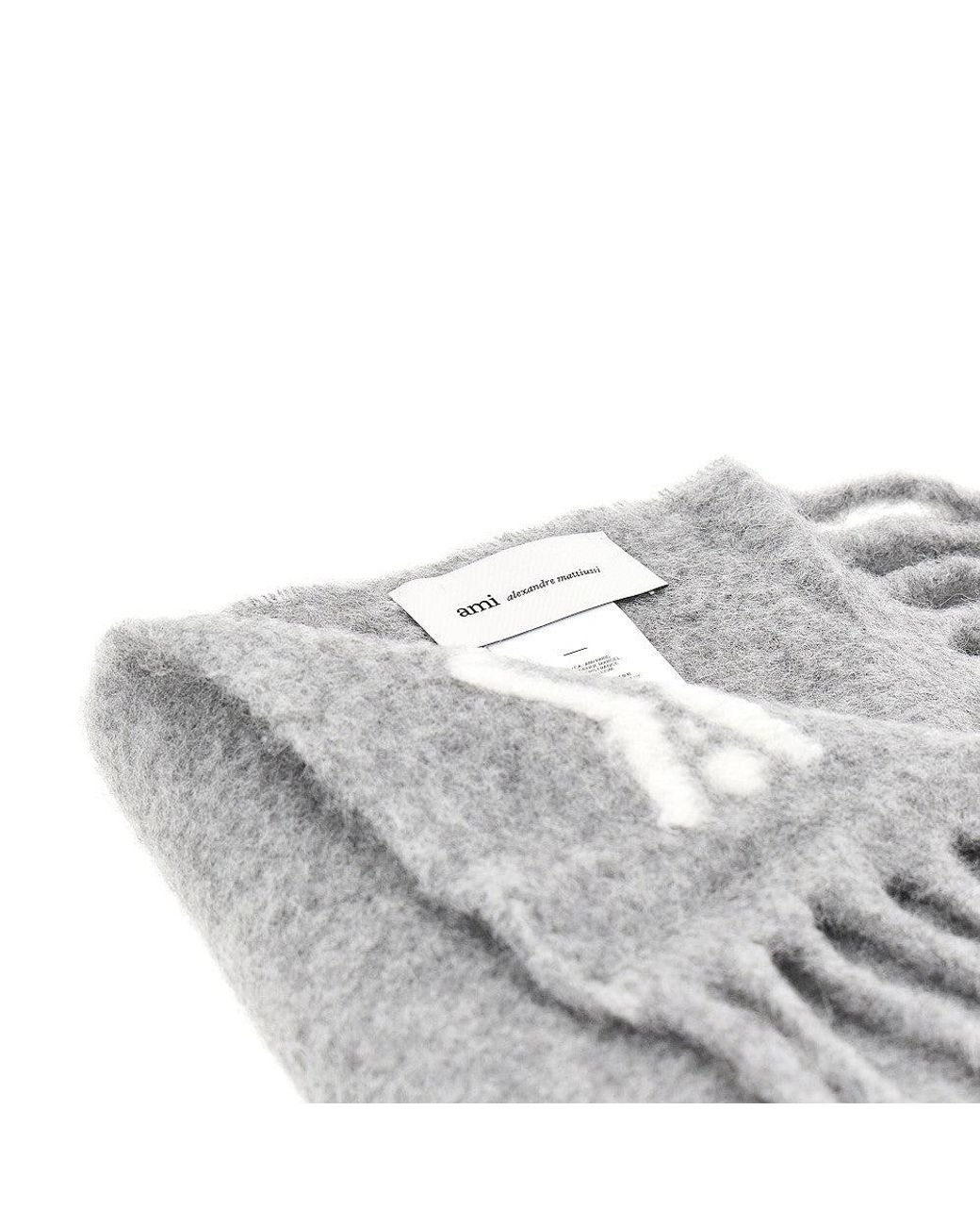AMI Gray De Coeur' Alpaca-Blend Scarf