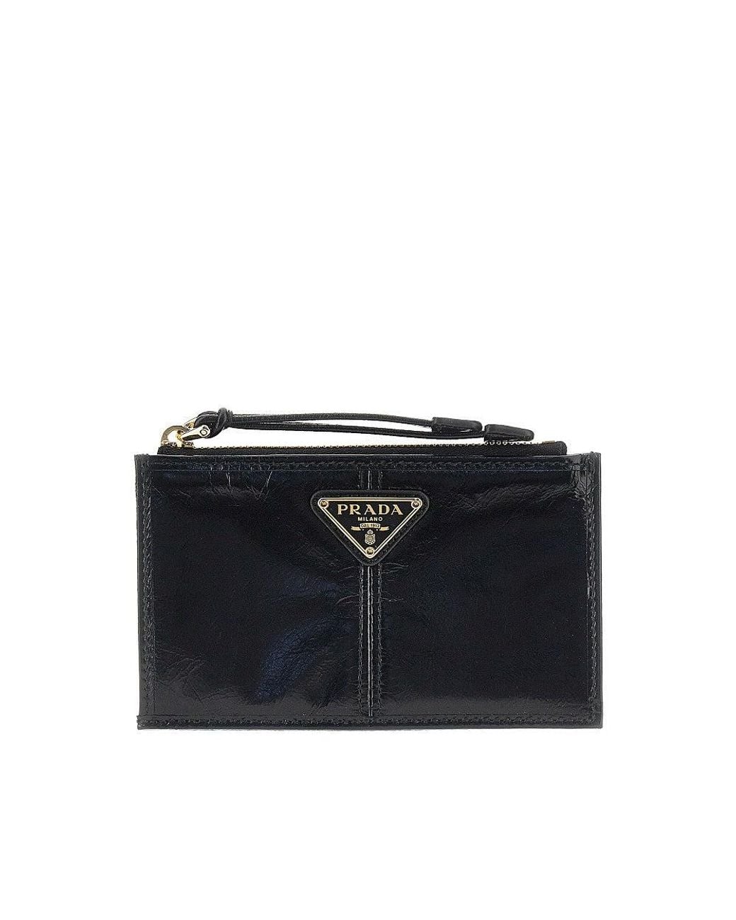 Prada Black Soft Lux Leather Cardholder Pouch
