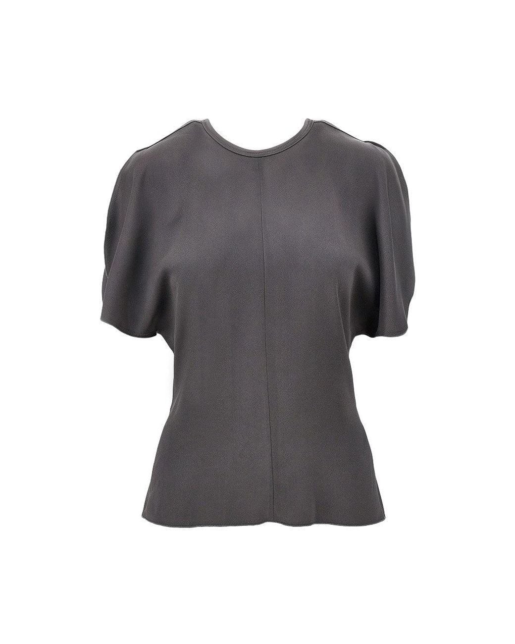 Victoria Beckham Gray 'Bela' Crepe Back Satin Top