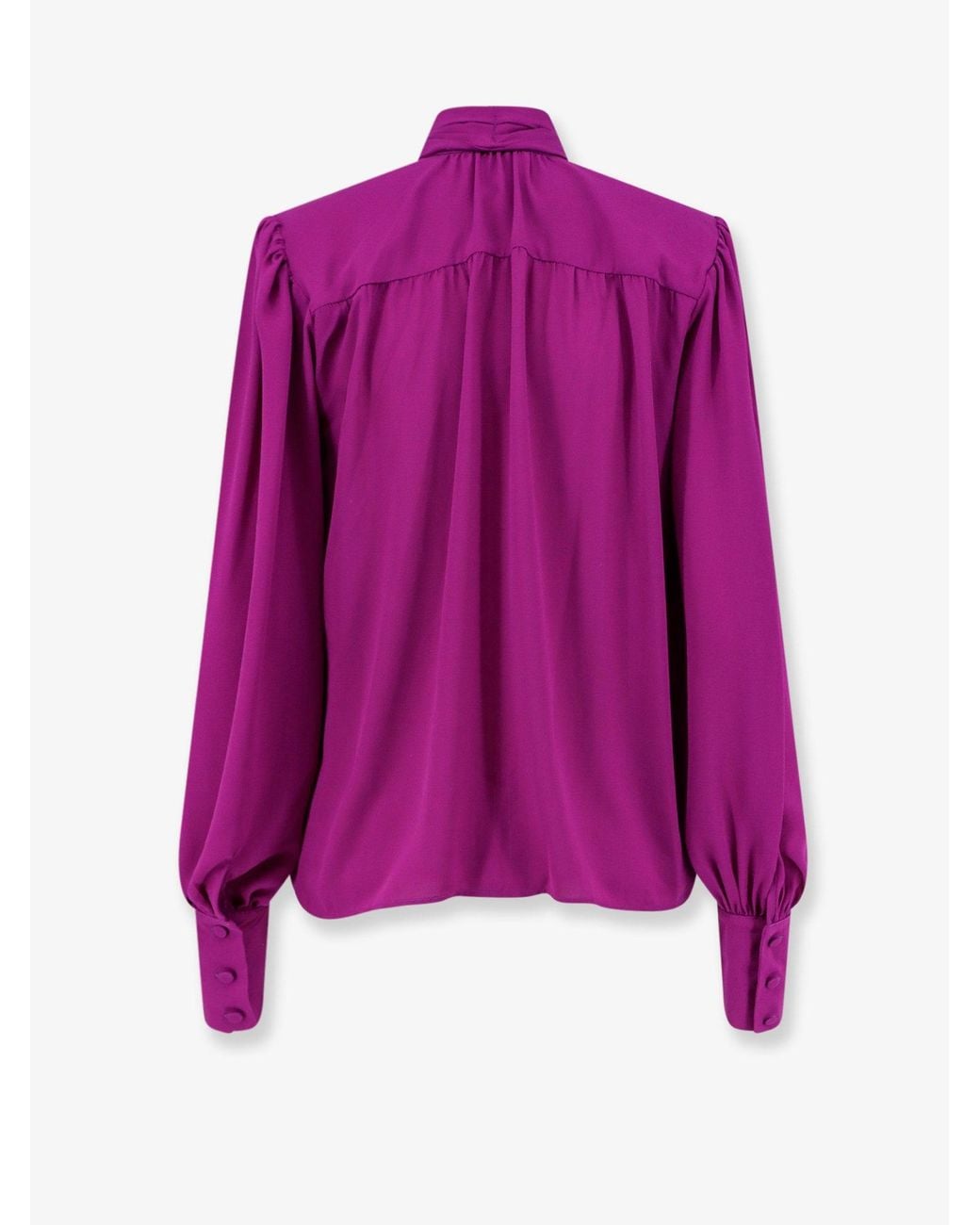 ACTUALEE Purple Satin Shirt With Padded Shoulders