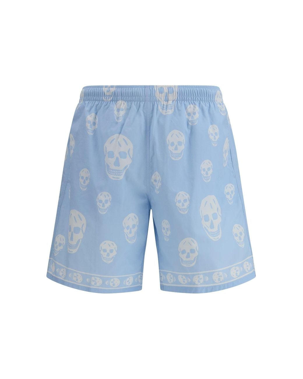 McQueen Blue Skull-Print Swim Shorts for men