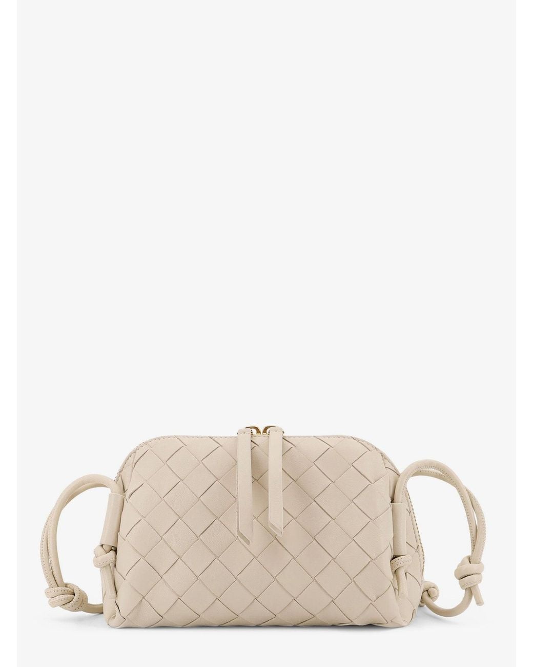 Bottega Veneta Natural Concert Pouch Leather Crossbody Bag With Intrecciato Motif