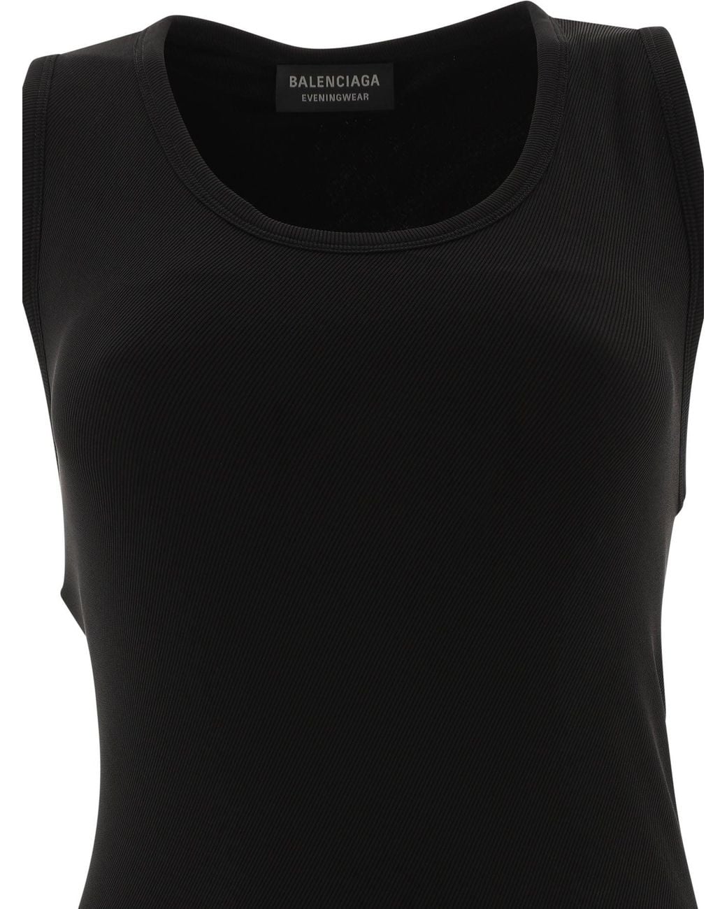Balenciaga Black Ribbed Jersey Sleeveless Dress