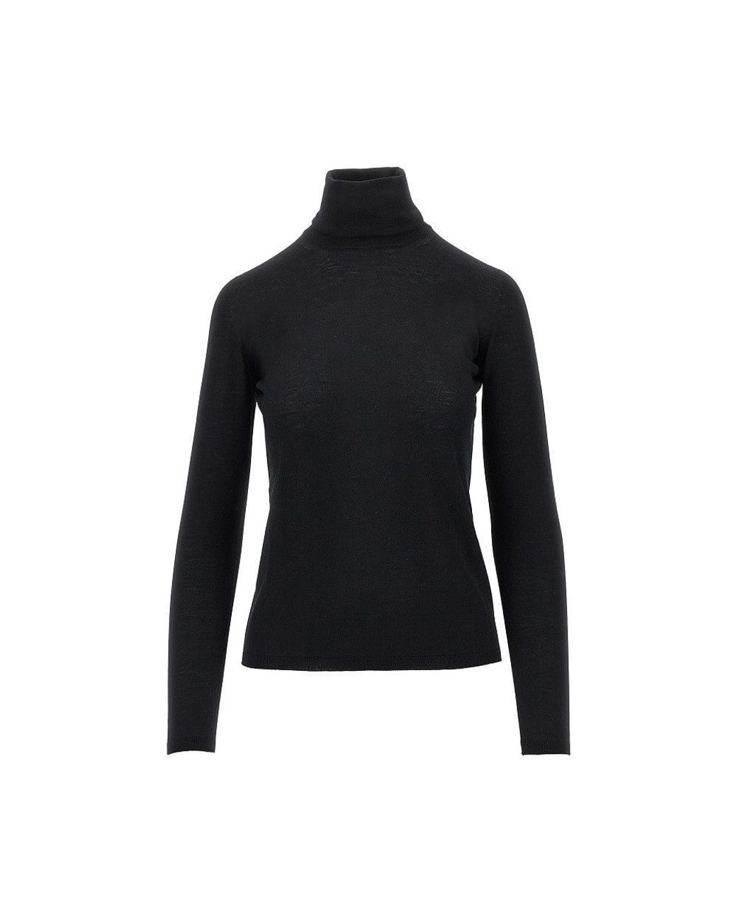 Max Mara Black Virgin Wool Knitting Turtleneck