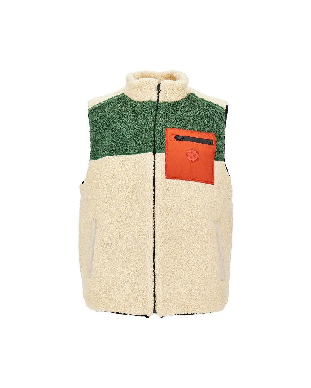 Mauna Kea Green Color-Block Sherpa Vest for men