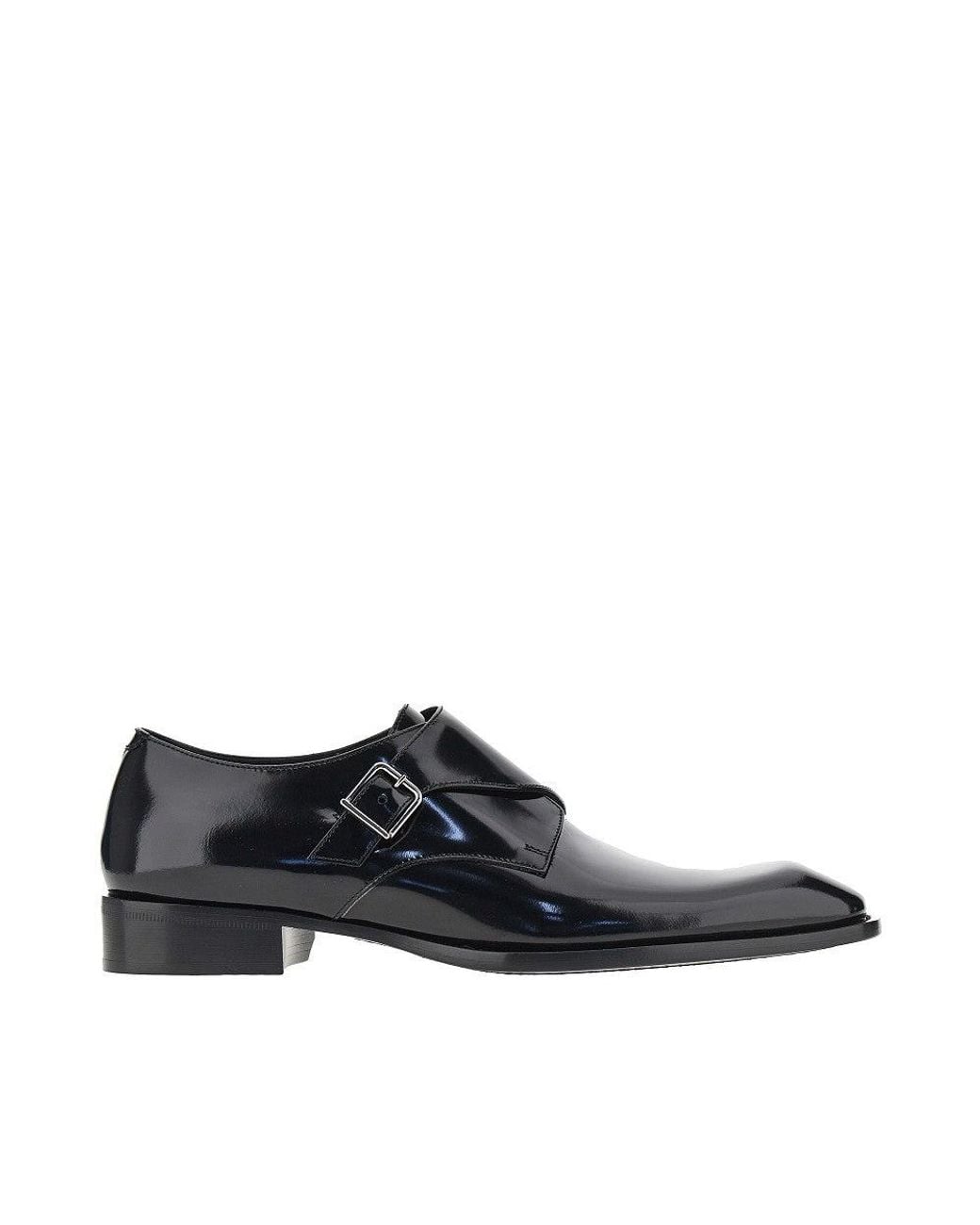 Saint Laurent Black Patent-Leather Monk-Strap Loafers for men