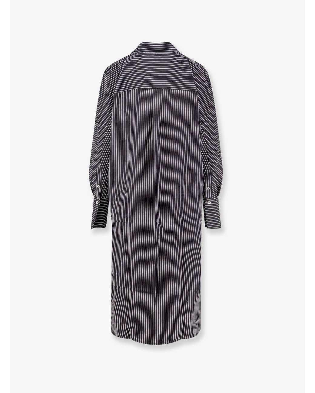 Totême Gray Striped Kimono-Sleeve Shirtdress