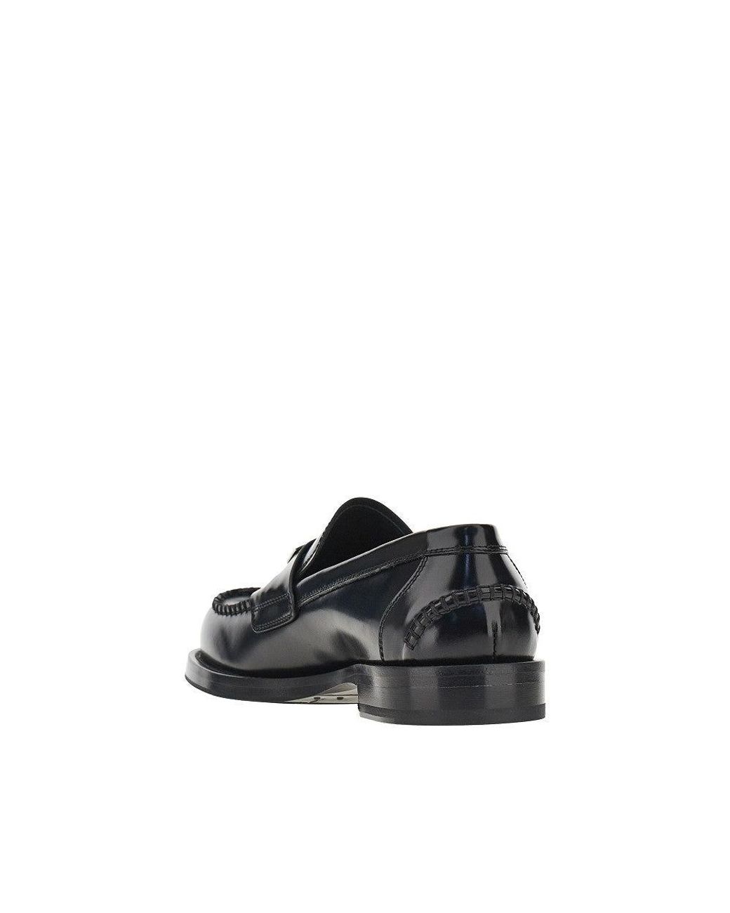Dolce & Gabbana Blue Logo Plate Leather Loafers for men