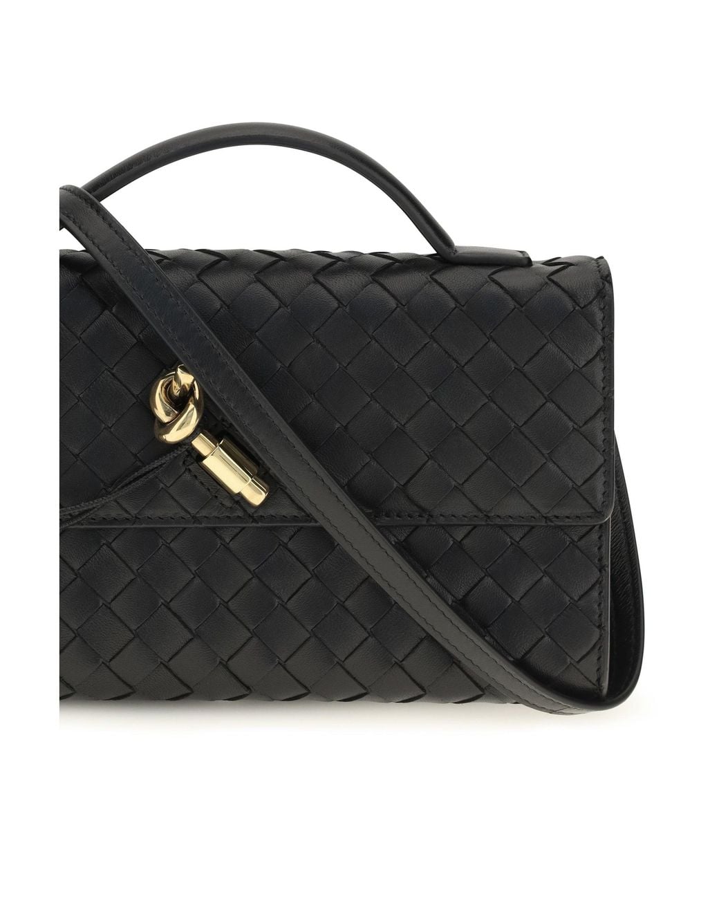 Bottega Veneta Black Andiamo Top-Handle Clutch