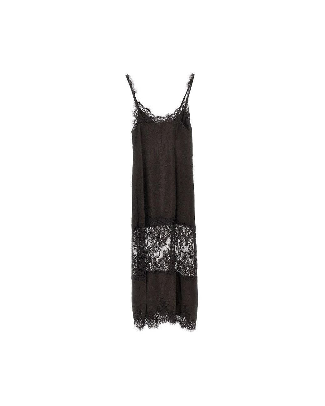 Pinko Black Jacquard Lace Slipdress