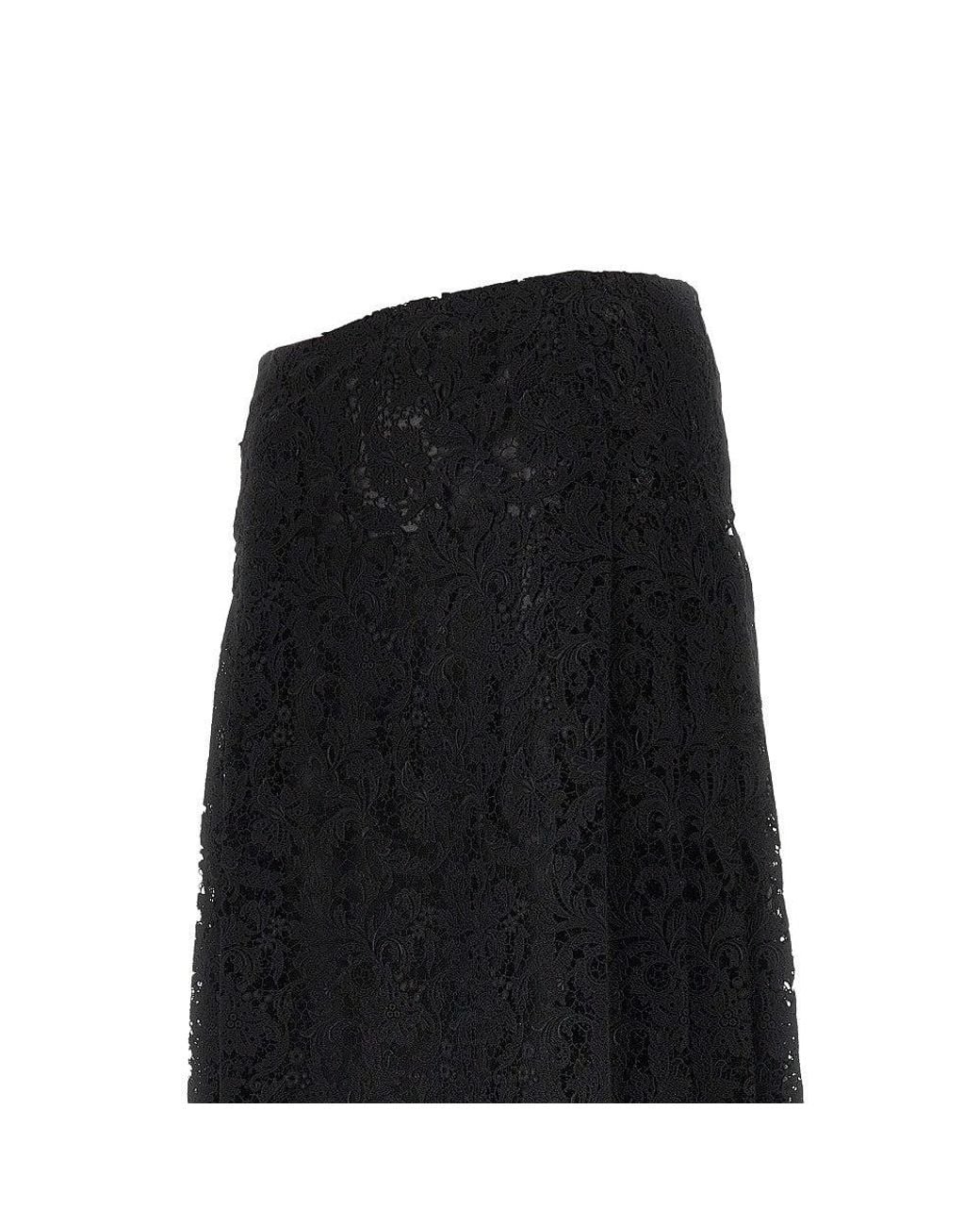 Fendi Black Macramè Lace Midi Skirt