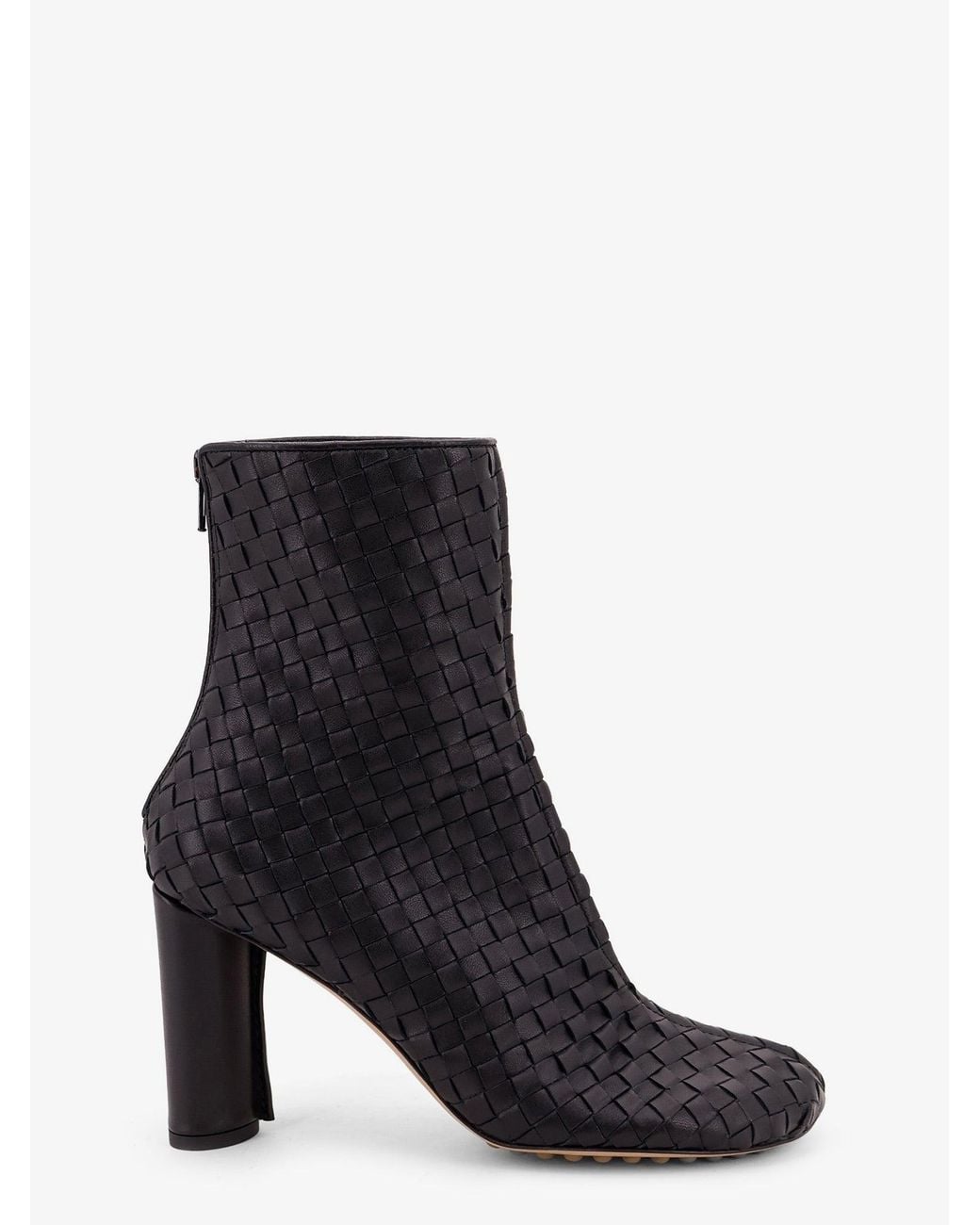 Bottega Veneta Black Cherry Leather Ankle Boots