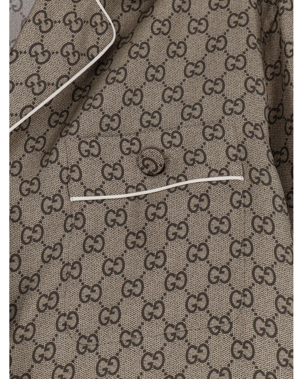 Gucci Gray Silk Shirt With Gg Print