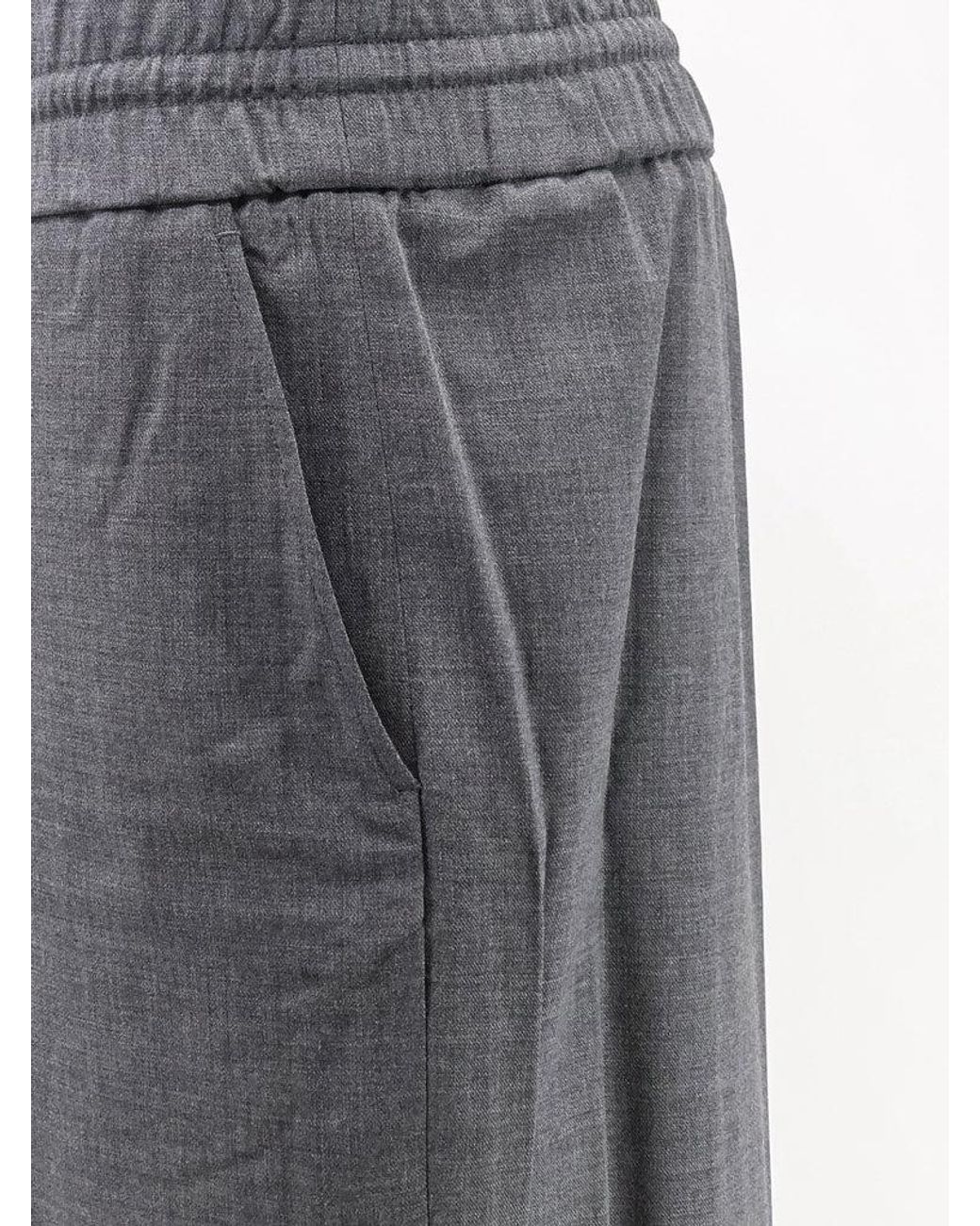 AMI Gray Virgin Wool Trousers With Elastic for men
