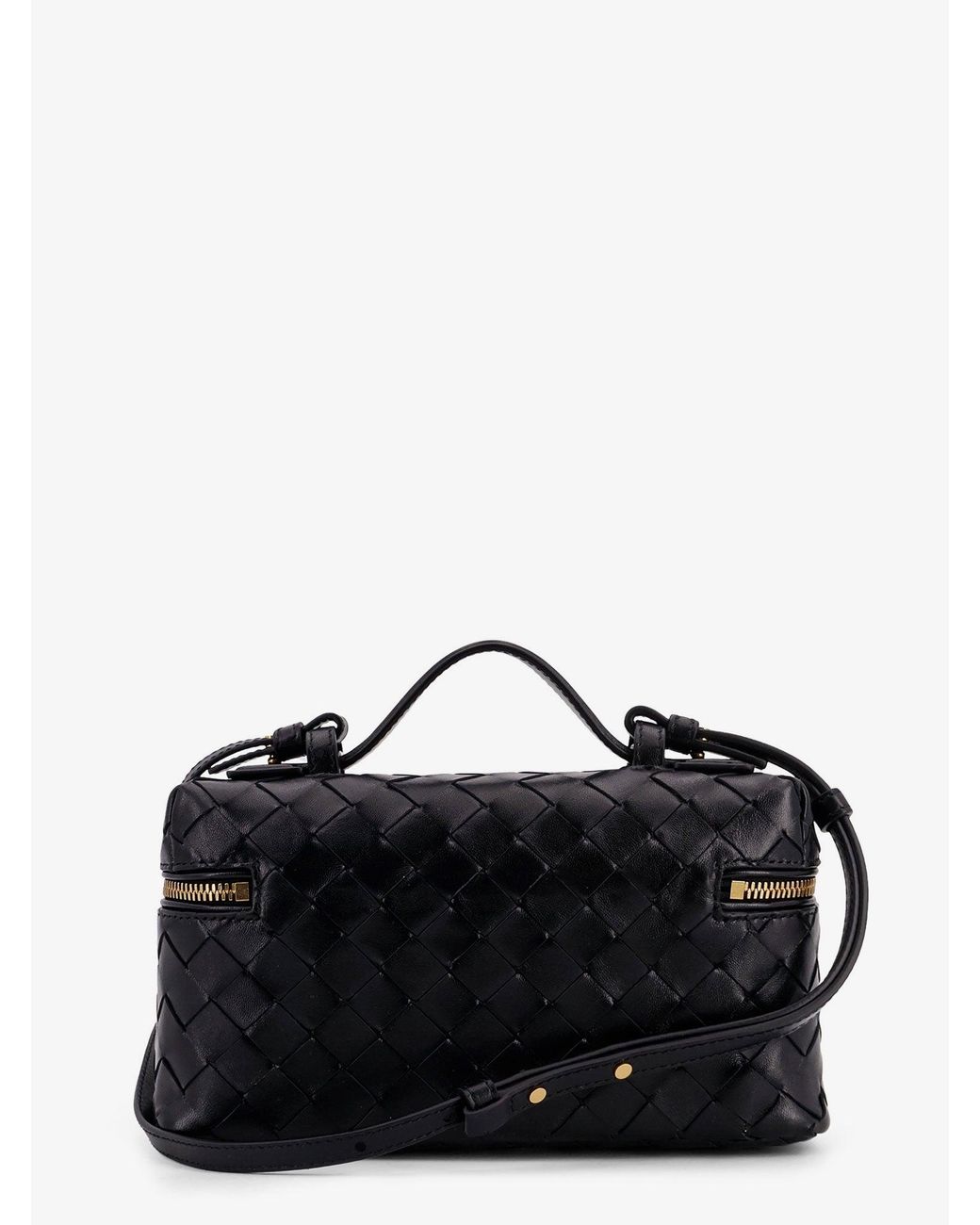 Bottega Veneta Black Bang Bang Leather Vanity Case With Intrecciato Motif
