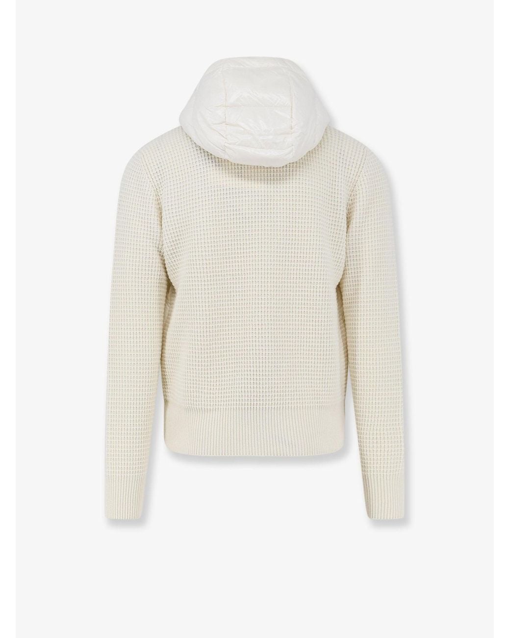 Moncler White Nylon Jacket With Wool Cashmere Sleeves for men