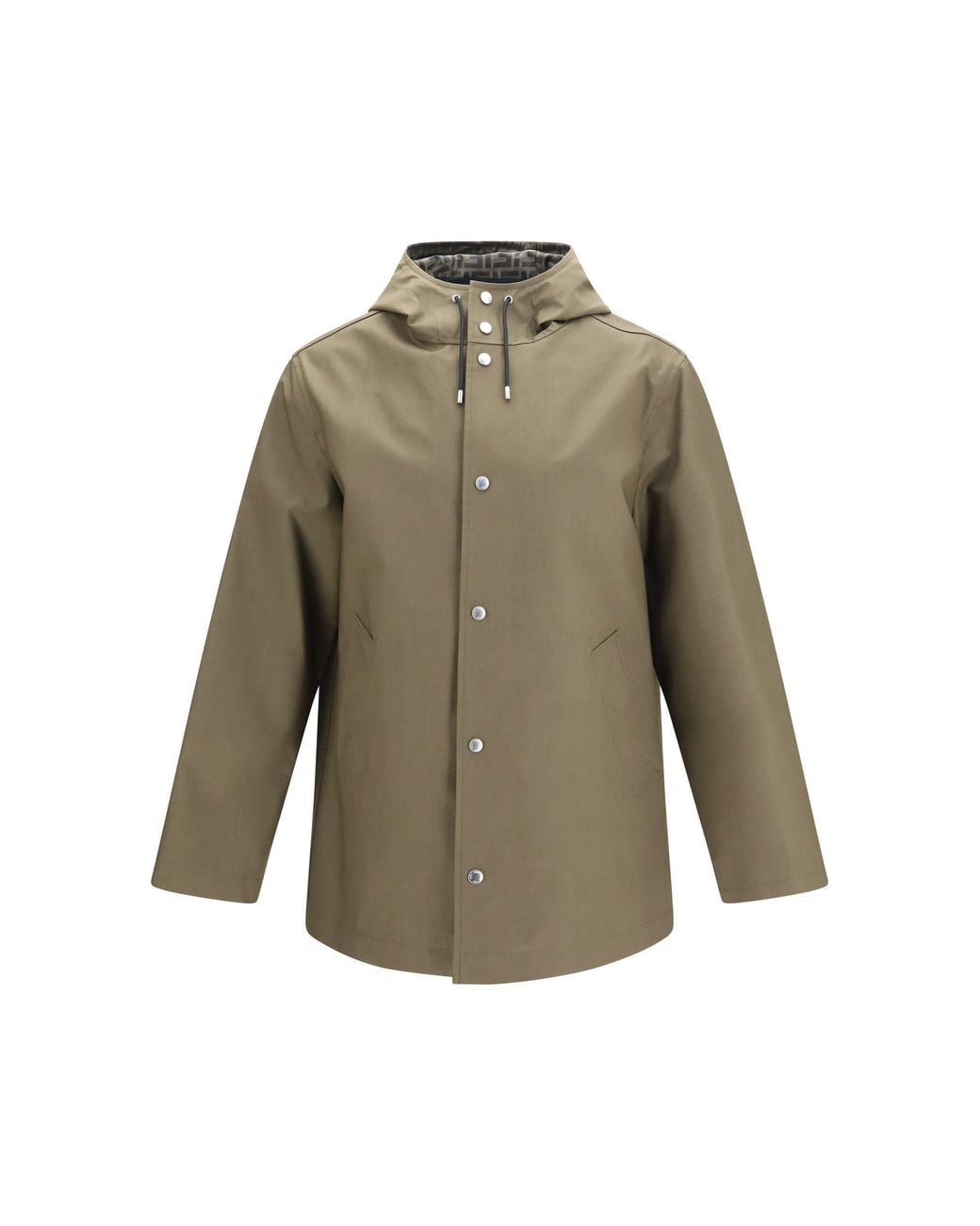 Fendi Green Mackintosh Fabric Hooded Jacket for men