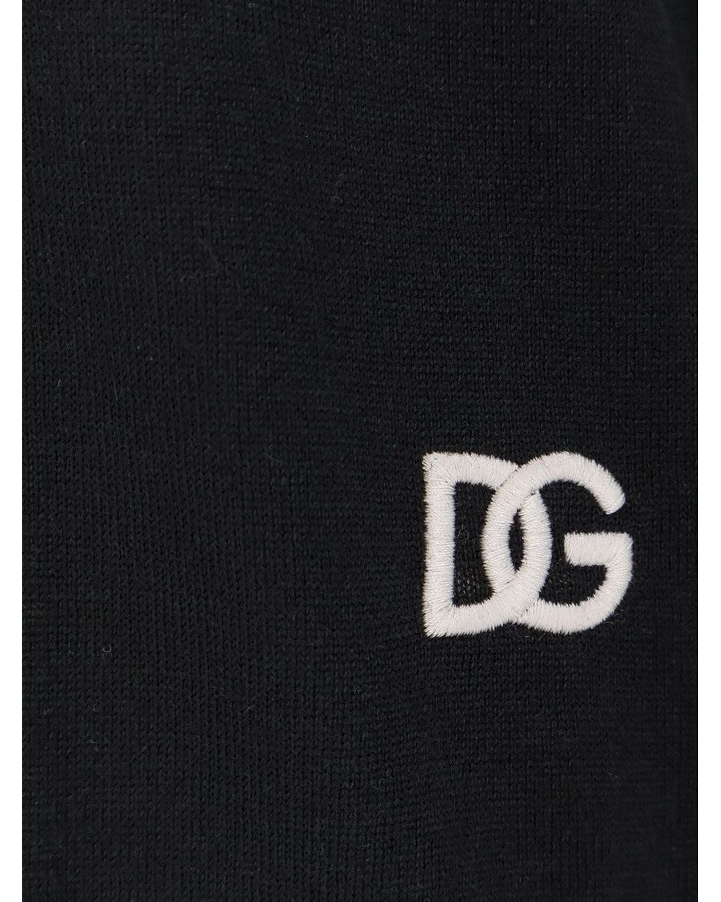 Dolce & Gabbana Blue Virgin Wool Sweater With Embroidered Dg Logo for men