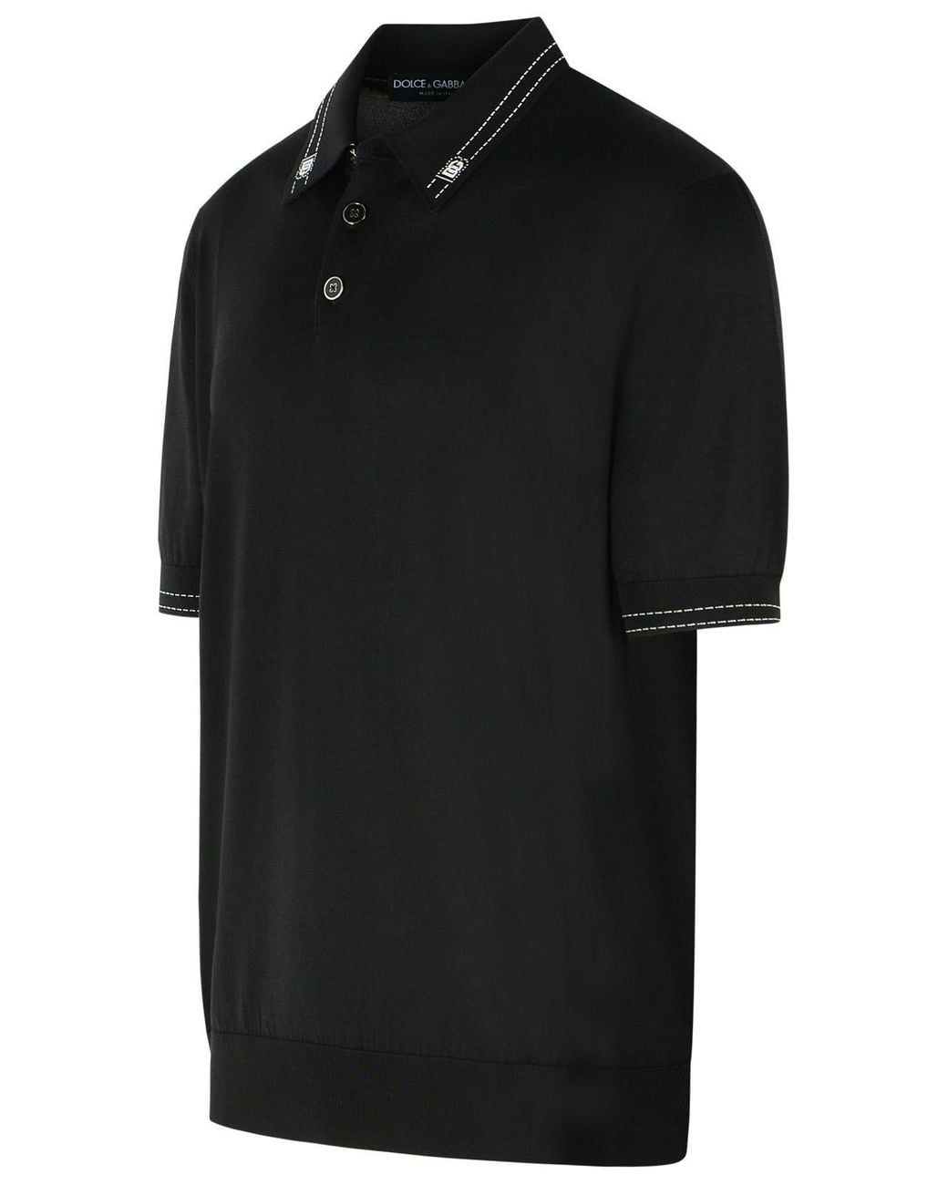Dolce & Gabbana Black Silk Polo Shirt for men