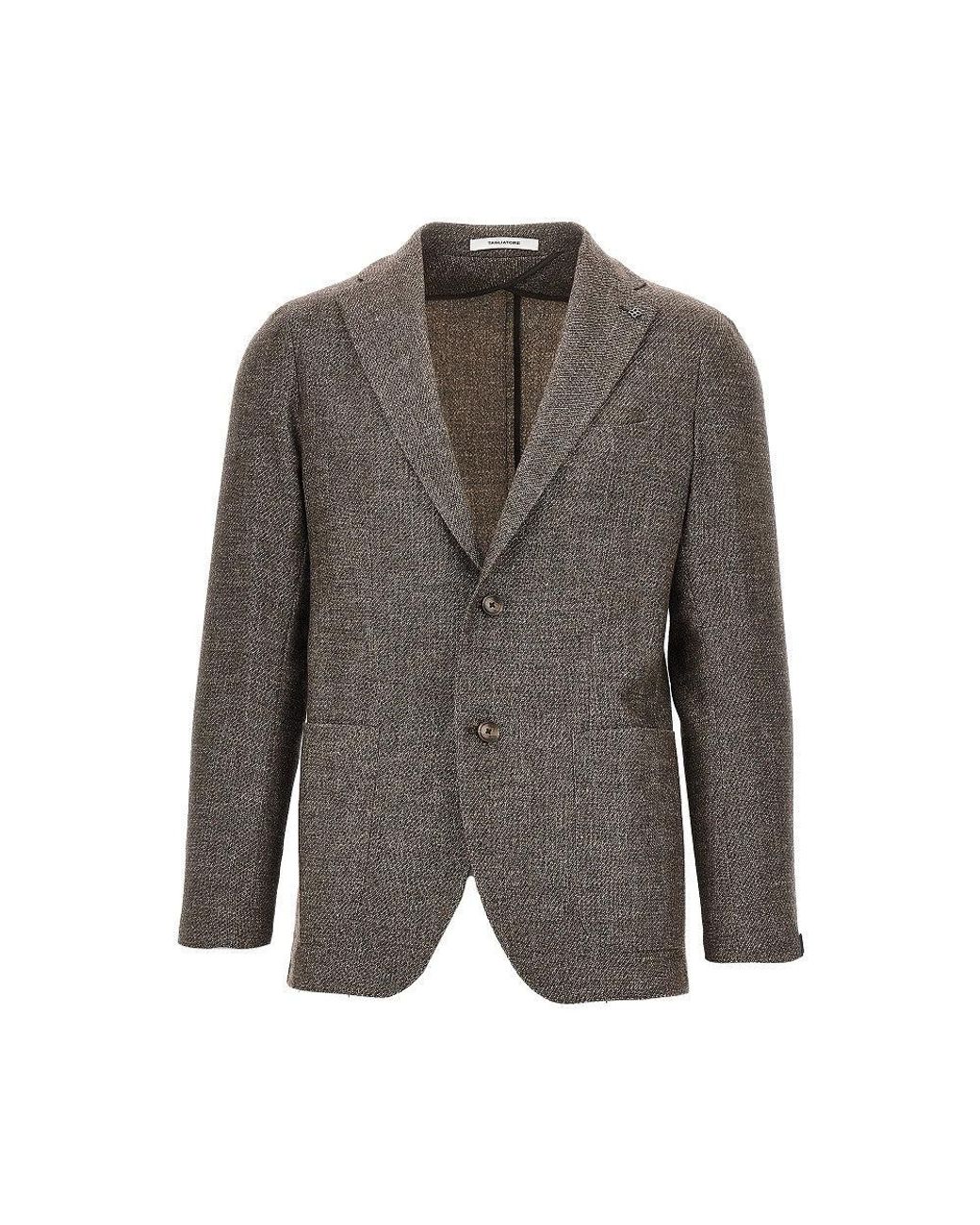 Tagliatore Gray Mouliné Wool-Blend Single-Breasted Jacke for men