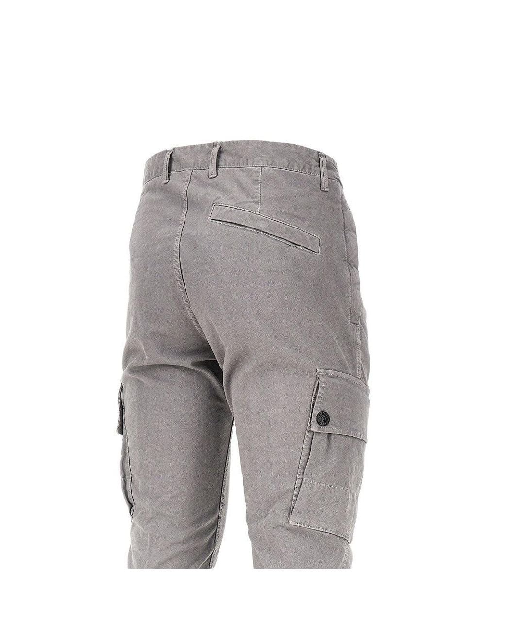 Stone Island Gray Organic Cotton Pants With Logo Badge for men