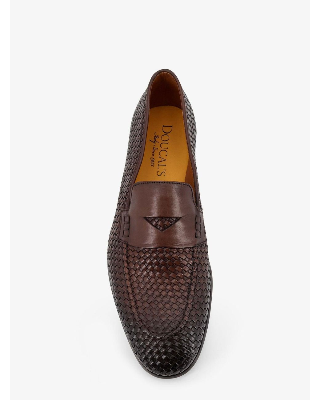 Doucal's Brown Braidy Leather Loafers for men