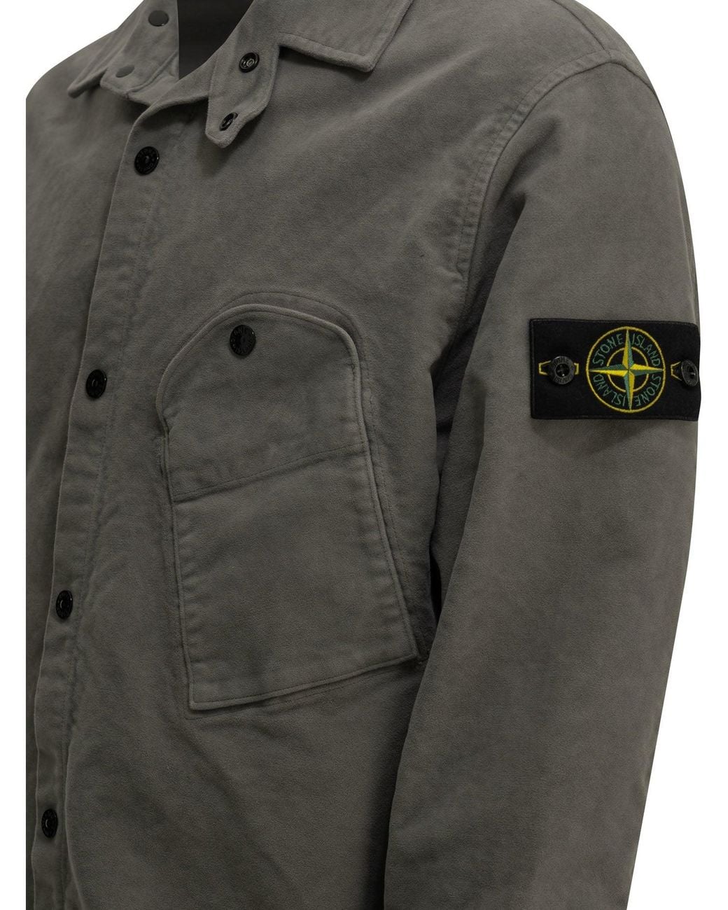 Stone Island Gray Moleskin Casual Shirt for men