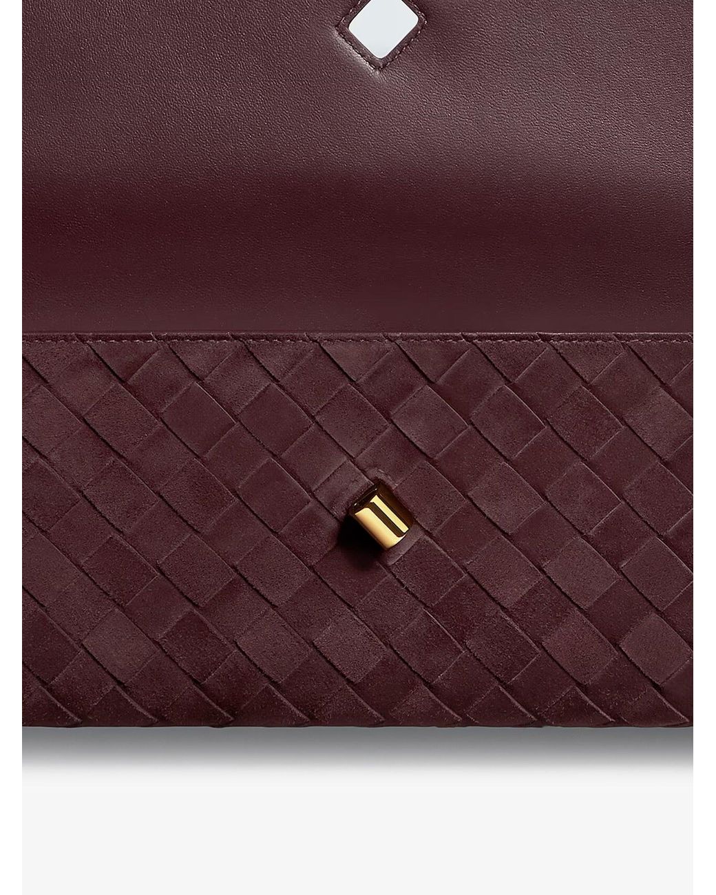 Bottega Veneta Purple Andiamo Suede Clutch With Intrecciato Pattern
